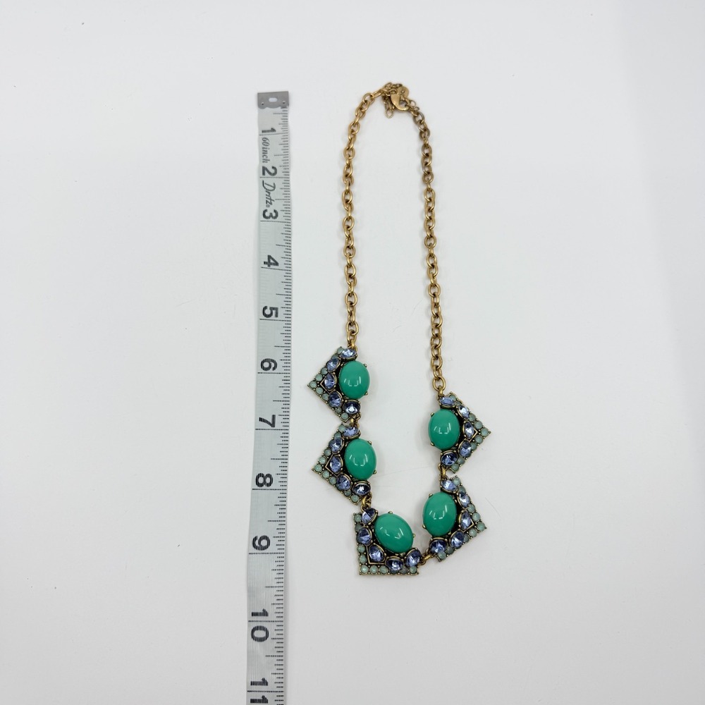 Vintage J.Crew Green Cabochon Lavender Rhinestone Statement Choker Necklace - Picture 13 of 14